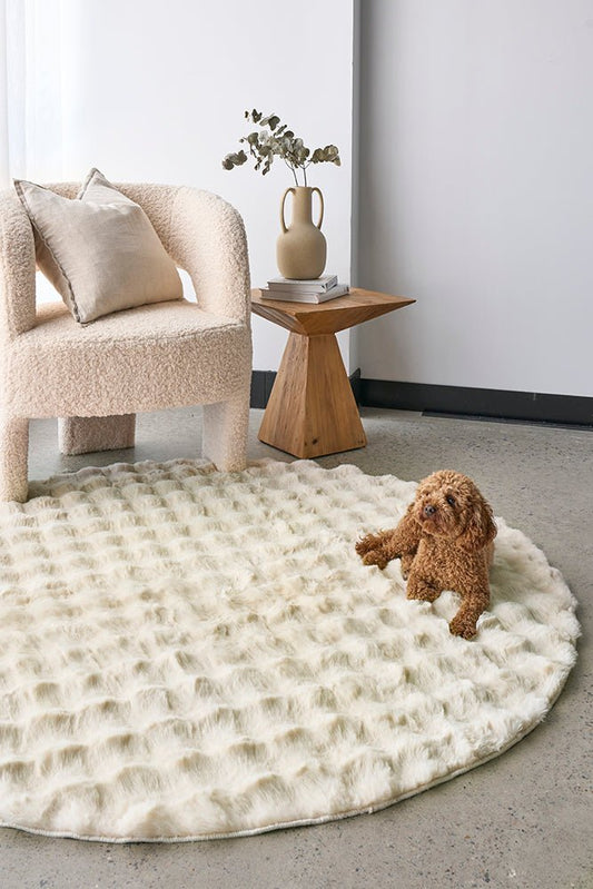 Bubble Natural Round - Machine Washable Rug, view 2