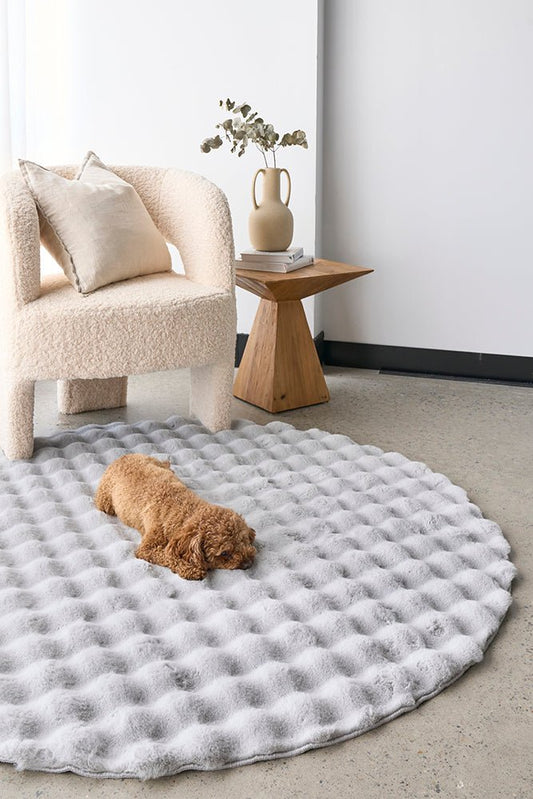 Bubble Silver Round - Machine Washable Rug, view 2