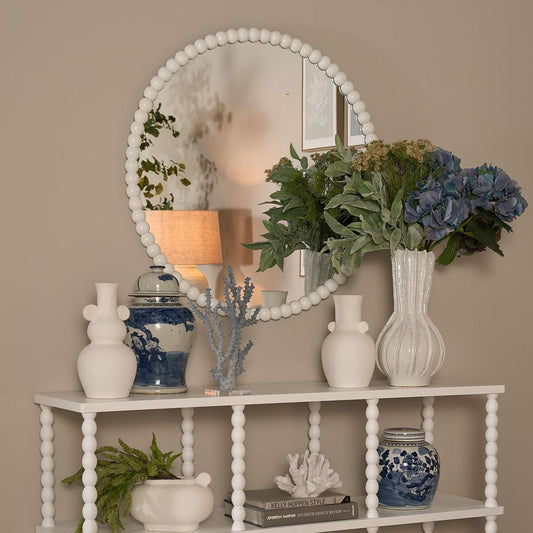 Bobbin Round Mirror White 90cm | Luxury home decor and furniture by Home Decor & Co