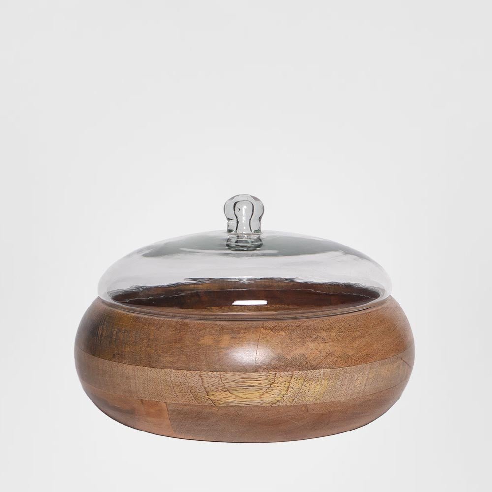 Wood Bowl With Glass Lid LGE | Luxury home decor and furniture by Home Decor & Co