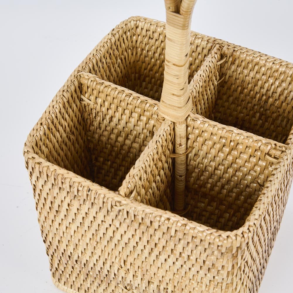 Paume Rattan Cutlery Tall Caddy Natural | Luxury home decor and furniture by Home Decor & Co