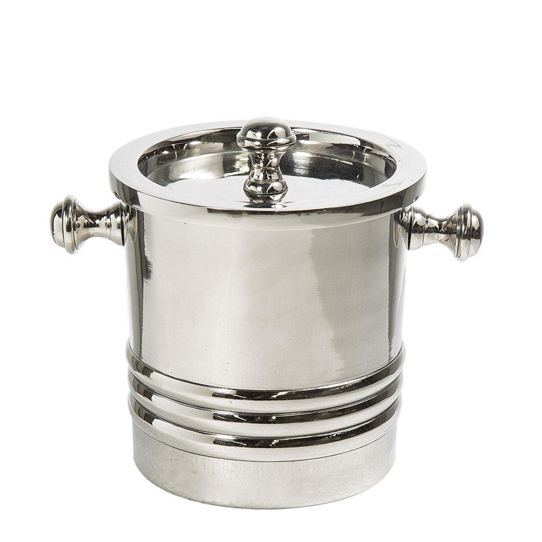 Round Ice Bucket with Lid Nickel | Luxury home decor and furniture by Home Decor & Co