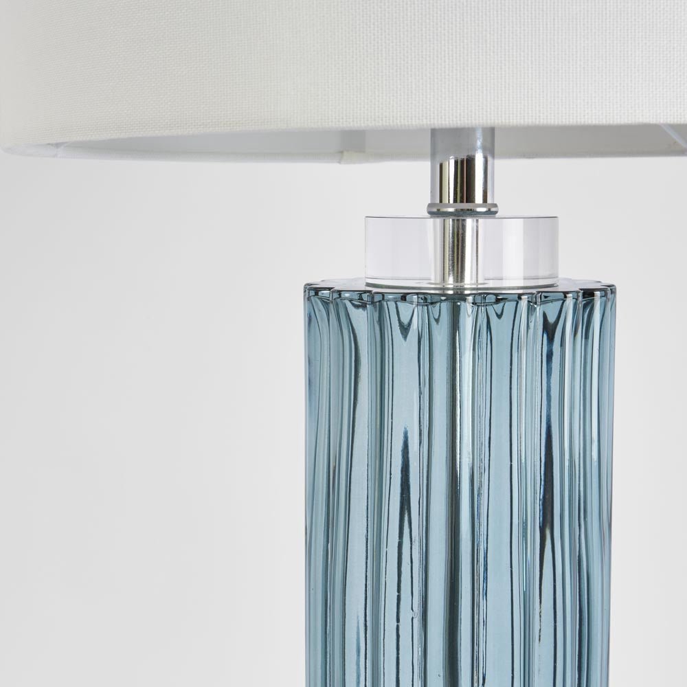 Serento Blue Glass Table Lamp & White Shade | Luxury home decor and furniture by Home Decor & Co
