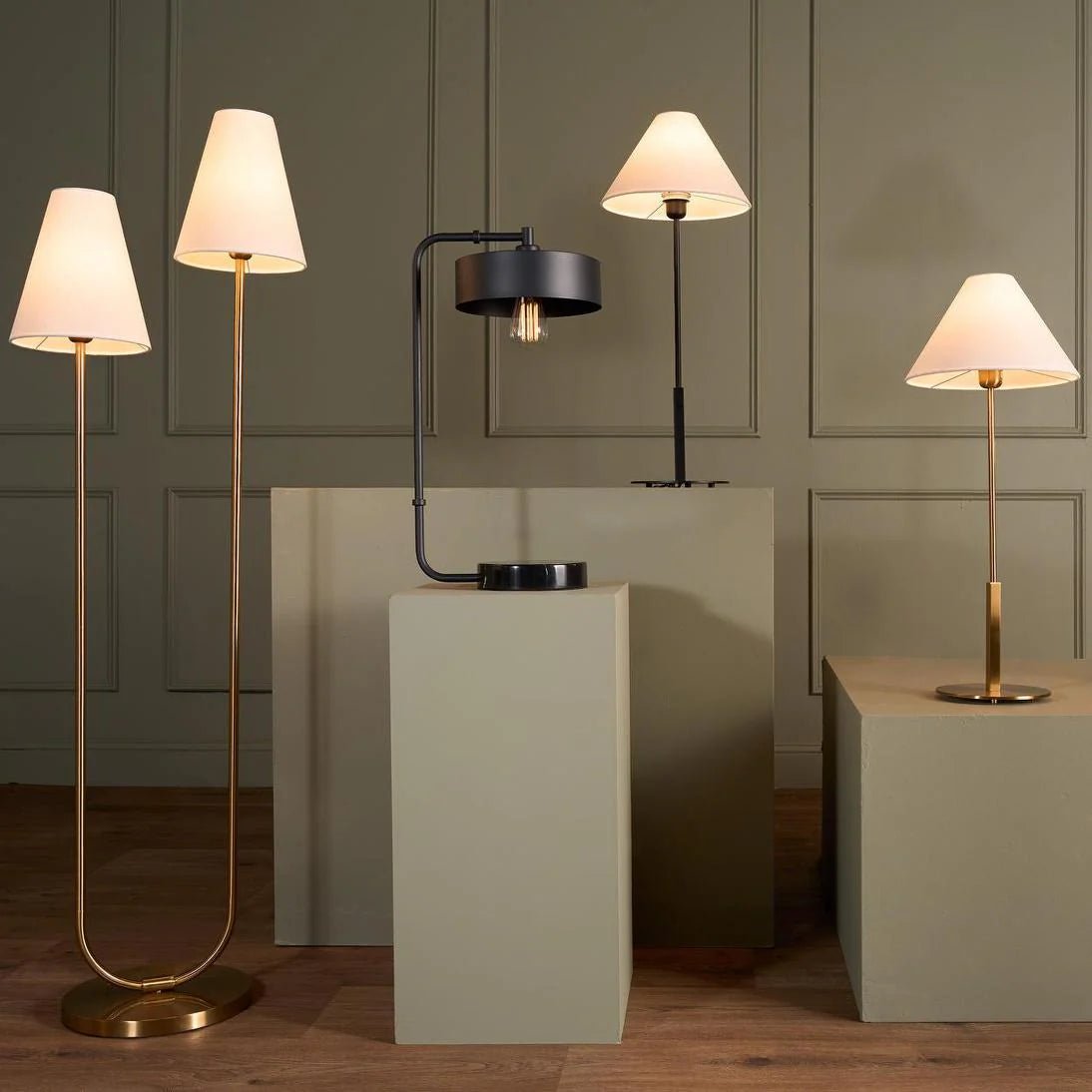 Alpine Table Lamp Antique Brass with shade | Luxury home decor and furniture by Home Decor & Co