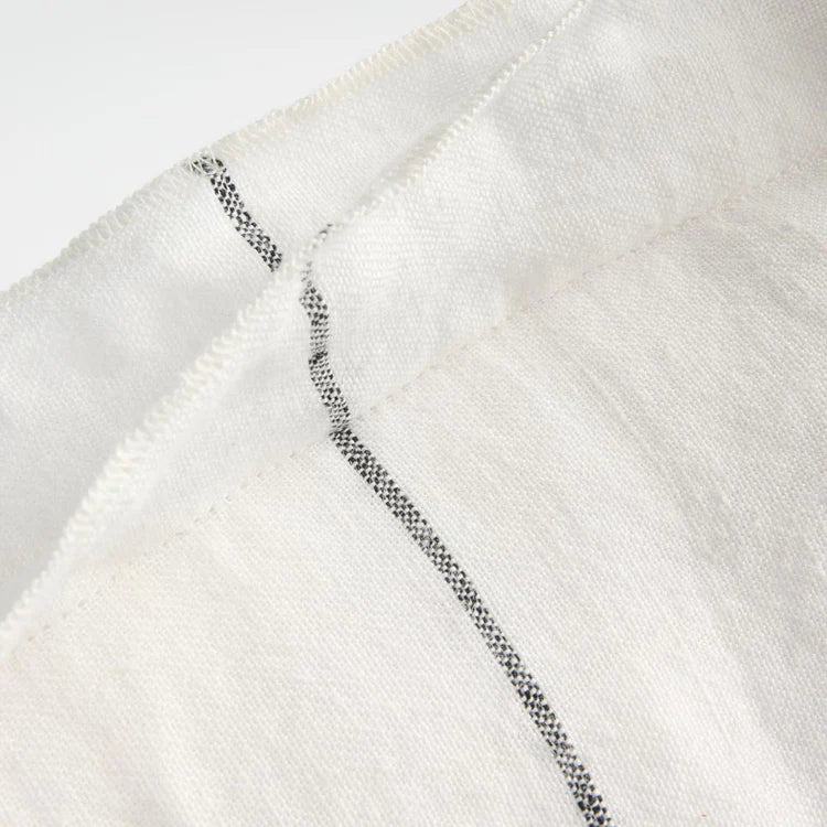Carter Linen Cushion - Off White w' Charcoal Stripe