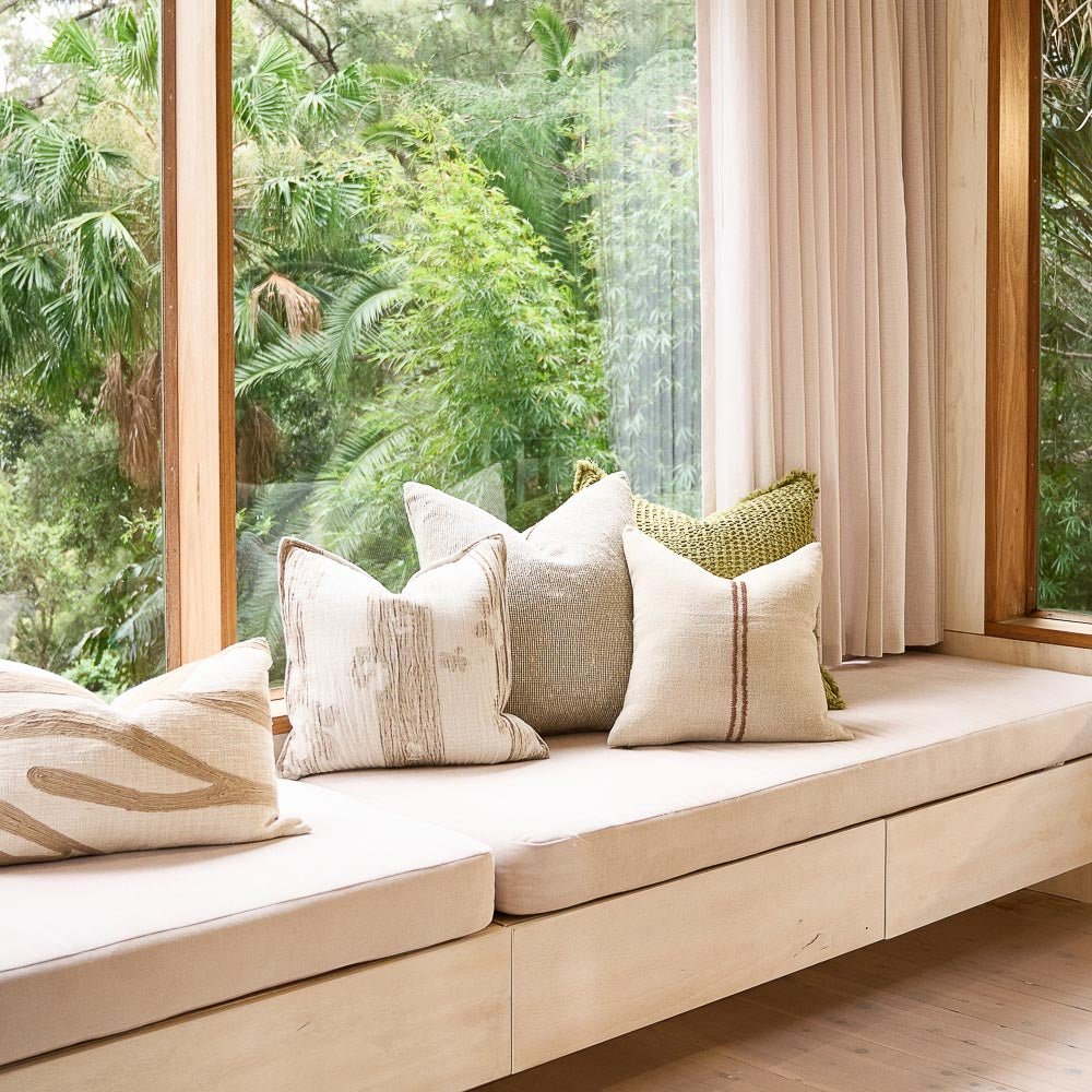 Orion Linen Cushion - Natural/Chocolate | Luxury home decor and furniture by Home Decor & Co