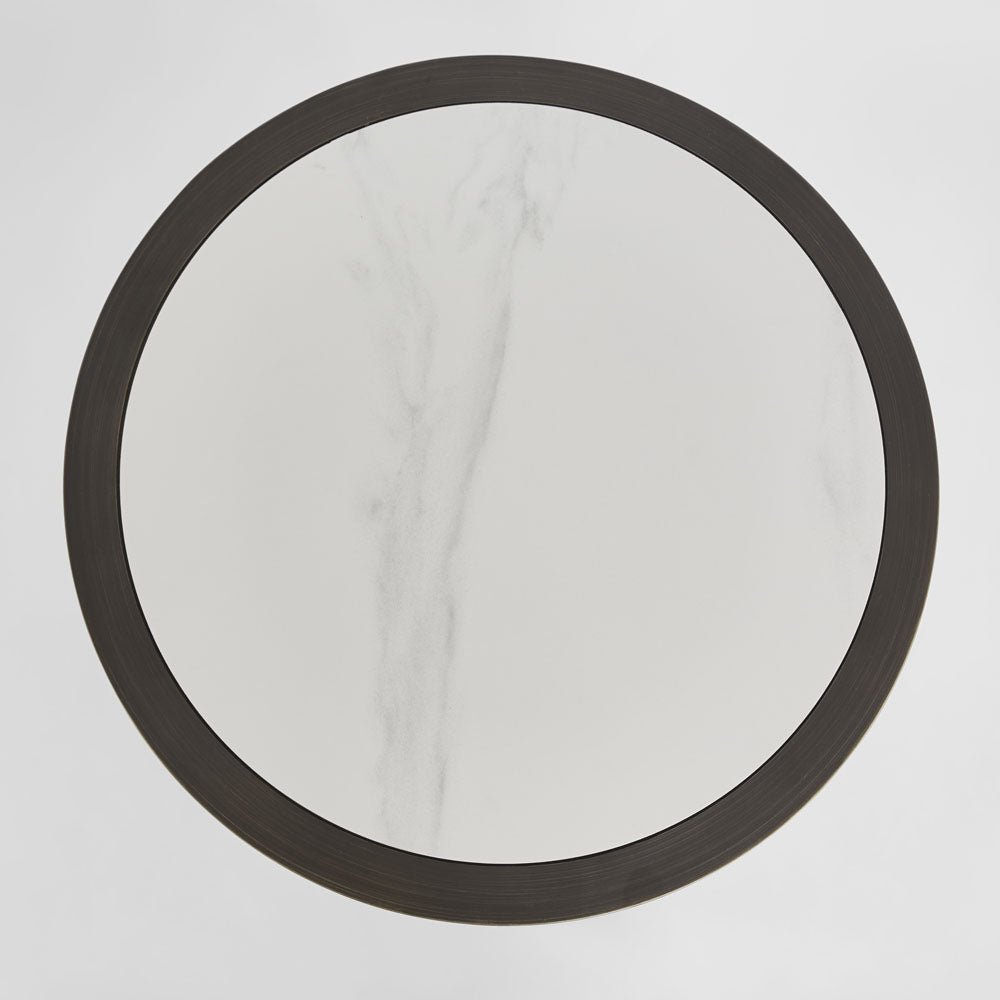 Gordon Drum Side Table Black/White Stone | Luxury home decor and furniture by Home Decor & Co