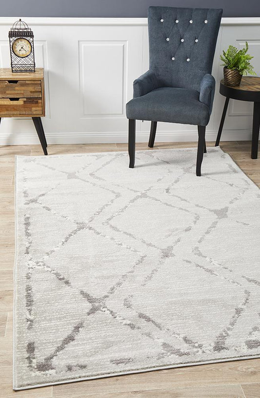 Kendall Contemporary Diamond Rug Silver Grey, view 2