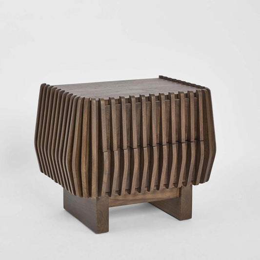 Bow 2 Drawer Bedside Dark Walnut | Luxury home decor and furniture by Home Decor & Co