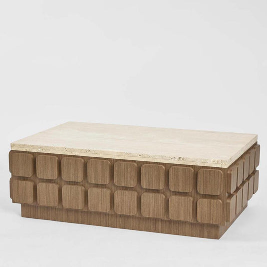 Porto Travertine & Walnut Coffee Table | Luxury home decor and furniture by Home Decor & Co