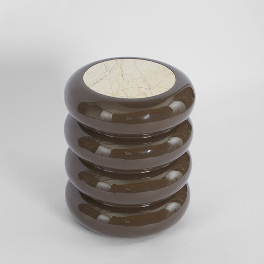 Sable Side Table Matt Brown Vein Marble/High Gloss | Luxury home decor and furniture by Home Decor & Co