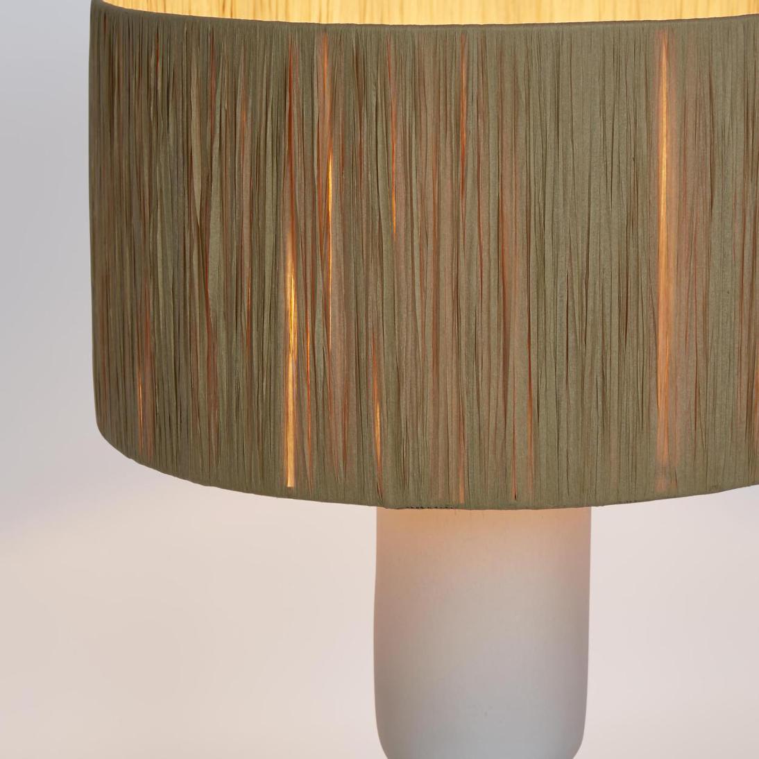 Clem Lamp Small White with Raffia Shade