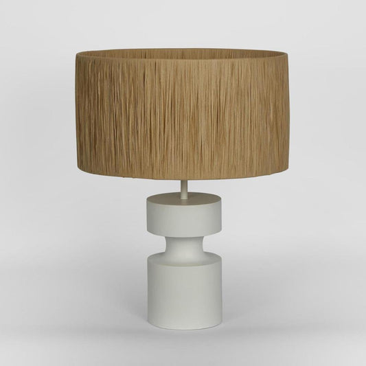 Marni Lamp Small White with Raffia Shade, view 2