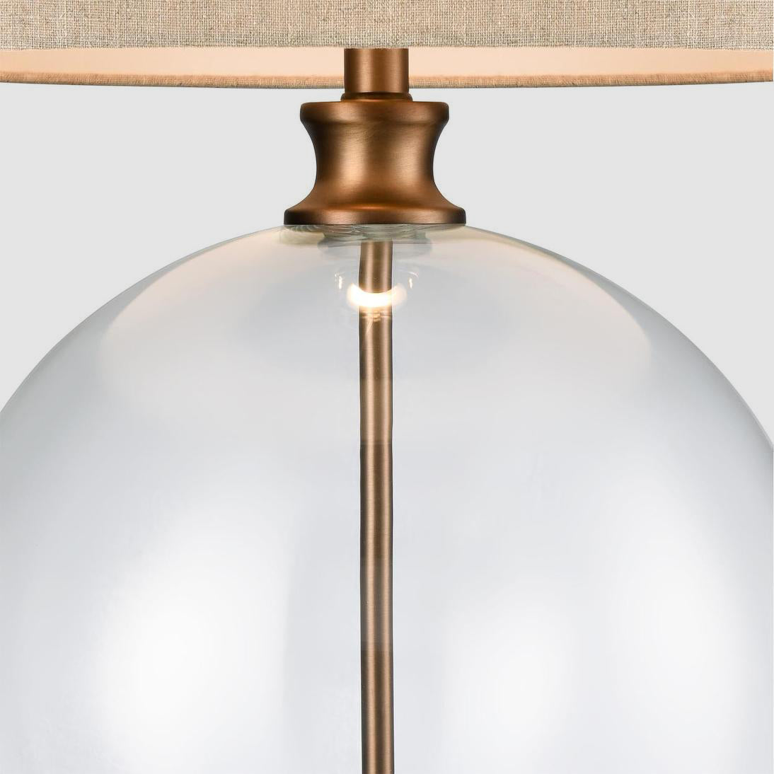 Ivy Antique Brass and Glass with Natural Linen Shade