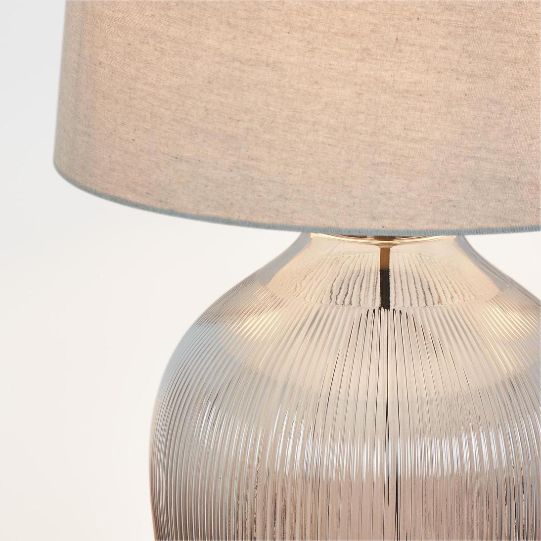 Misty Glass Table Lamp with Natural Linen Shade | Luxury home decor and furniture by Home Decor & Co
