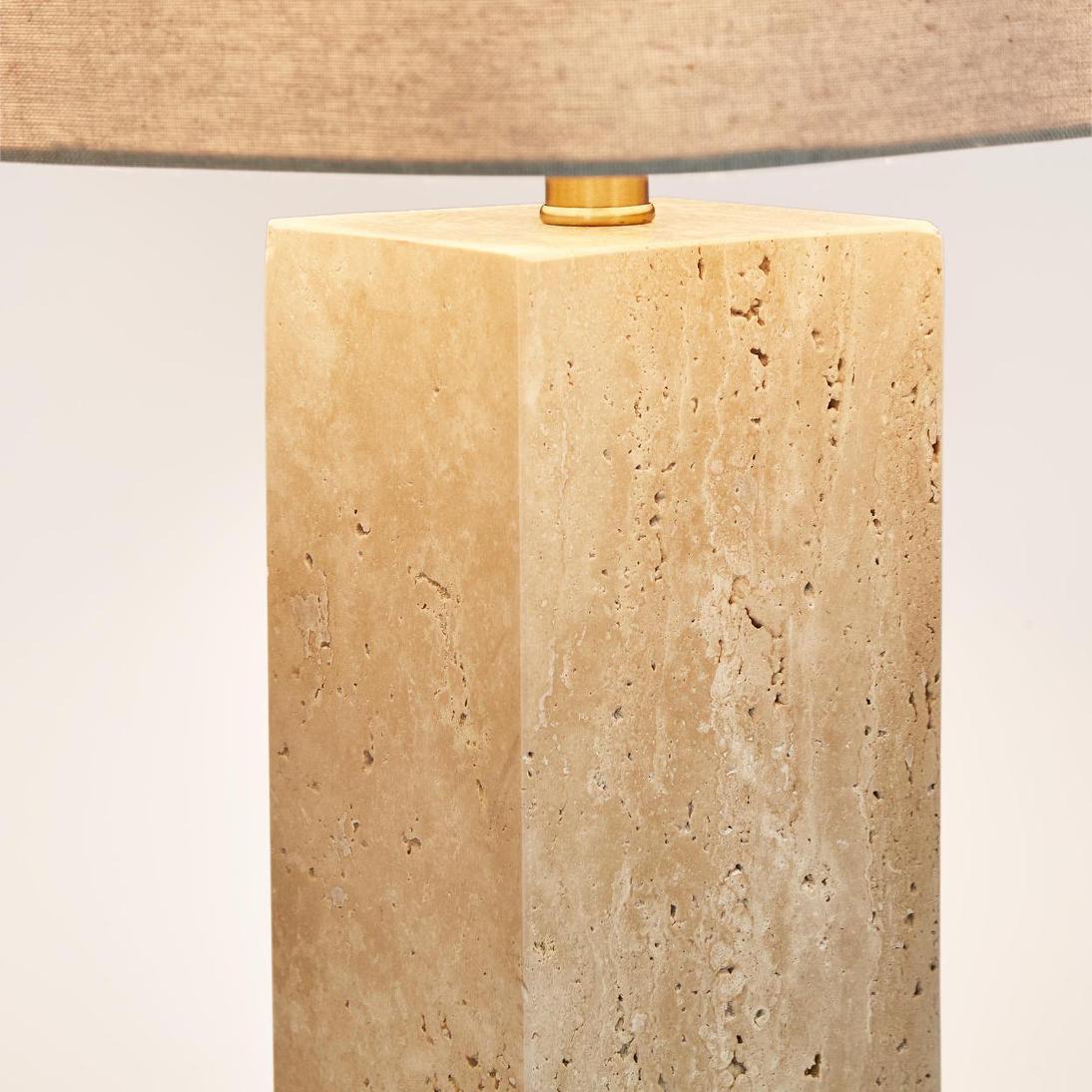 Imperial Travertine Table Lamp with Natural Linen Shade | Luxury home decor and furniture by Home Decor & Co