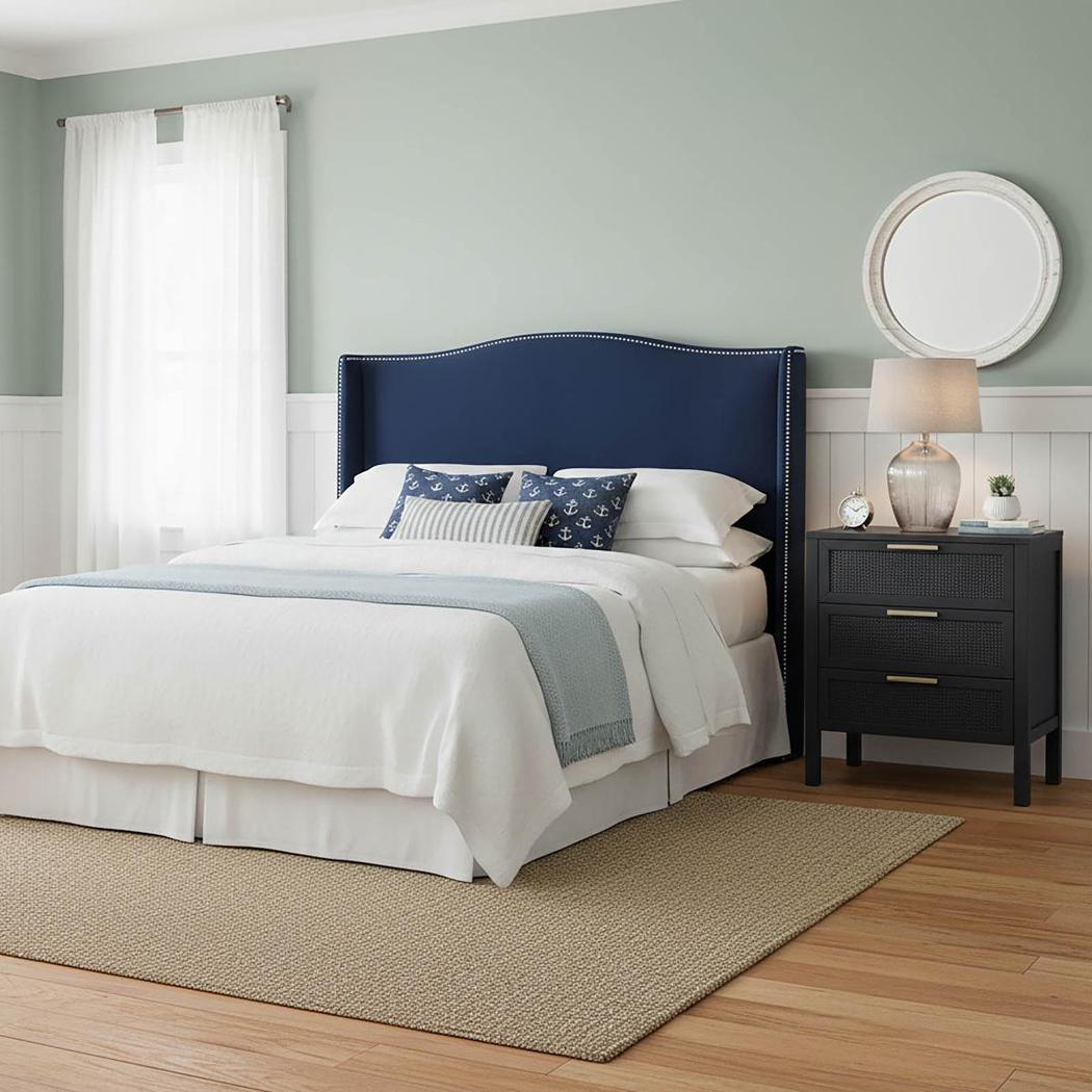 Mornington Bedhead King Blue Velvet | Luxury home decor and furniture by Home Decor & Co