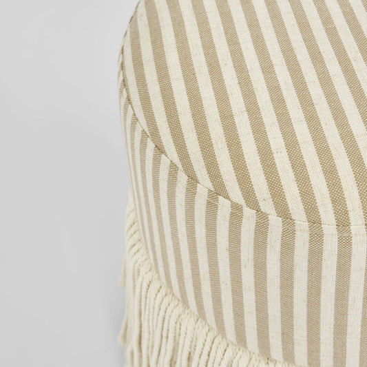 Regatta Fringe Ottoman Beige Stripe | Luxury home decor and furniture by Home Decor & Co