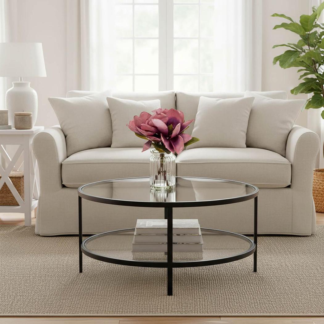 Palladium Black Iron & Glass Coffee Table