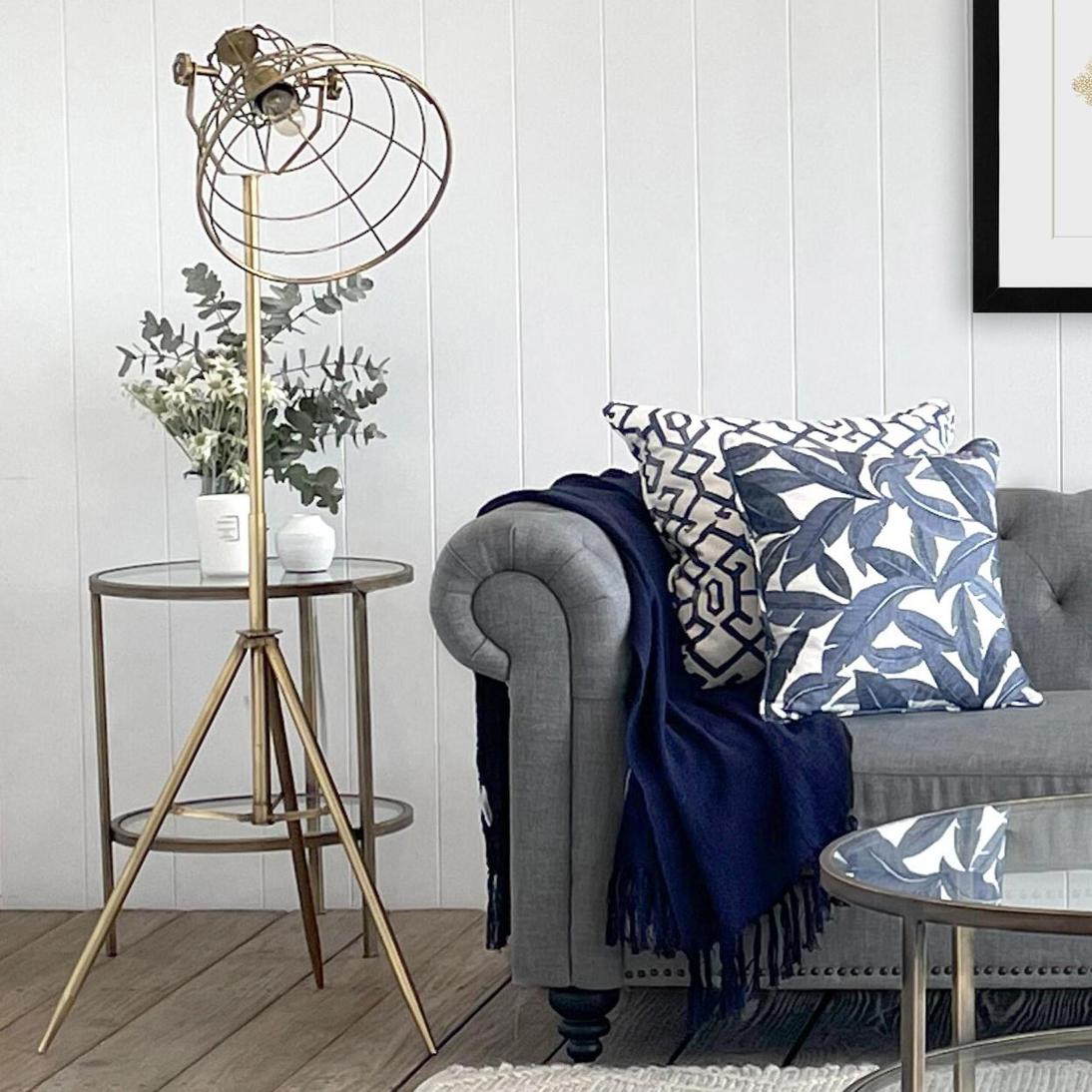 Palladium Brass Iron & Glass Side Table