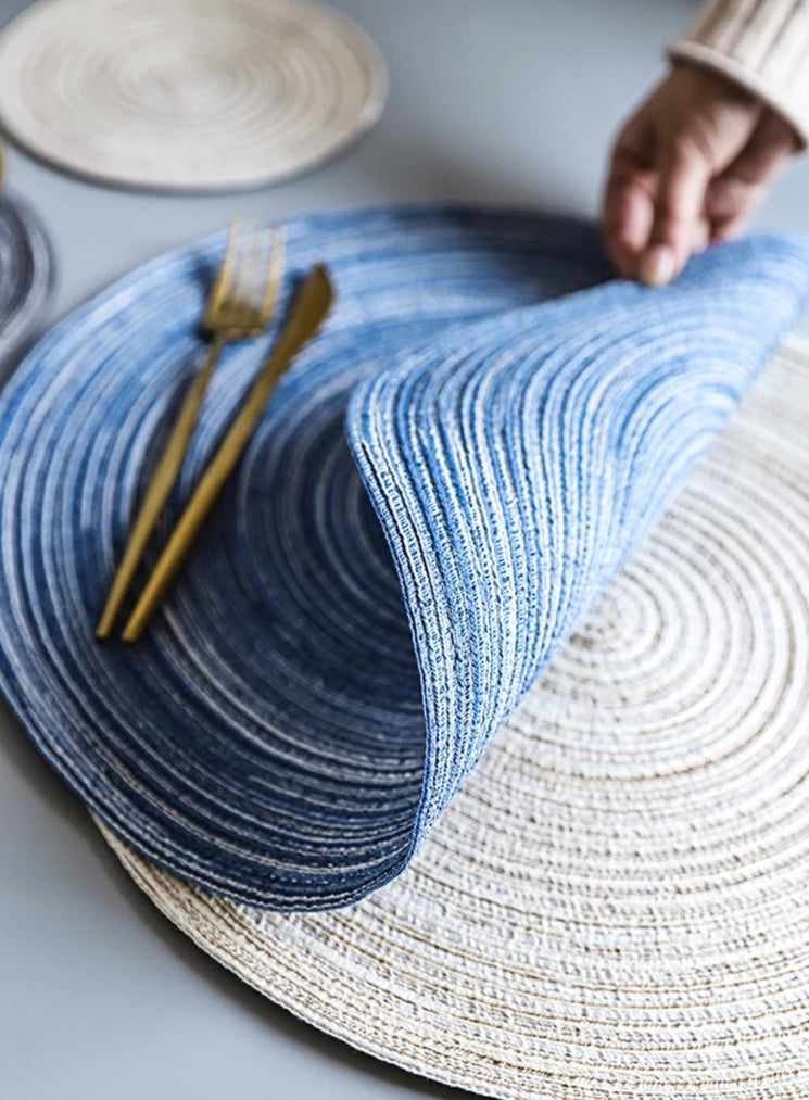 Round Linen Woven Table Mat – Heat Resistant Dining Placemat