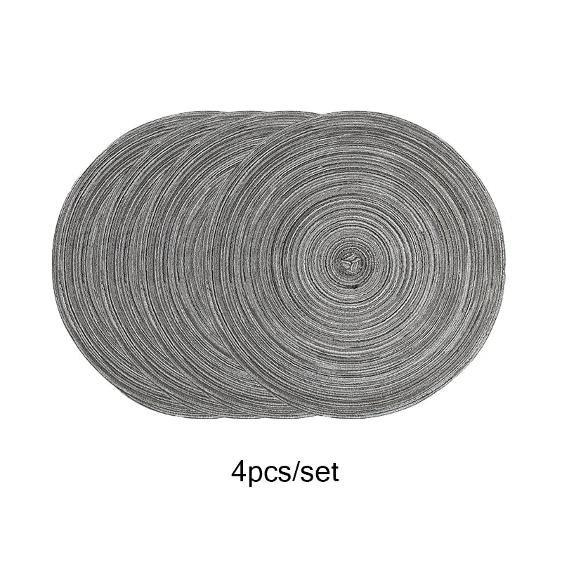 Set of 4 Handmade Round Woven Placemats – 15 Inch Dining Table Mats