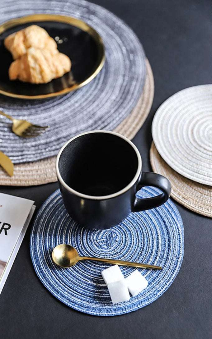 Round Linen Woven Table Mat – Heat Resistant Dining Placemat