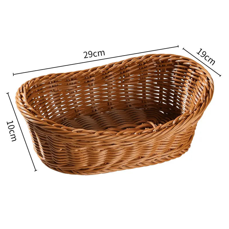 Boho Rattan Basket – Woven Decorative Basket for Kitchen & Tabletop