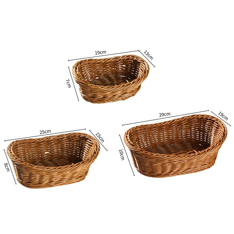 Boho Rattan Basket – Woven Decorative Basket for Kitchen & Tabletop