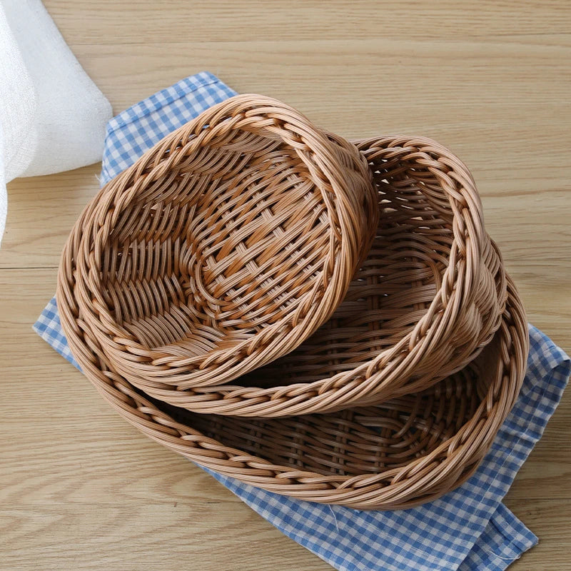 Boho Rattan Basket – Woven Decorative Basket for Kitchen & Tabletop