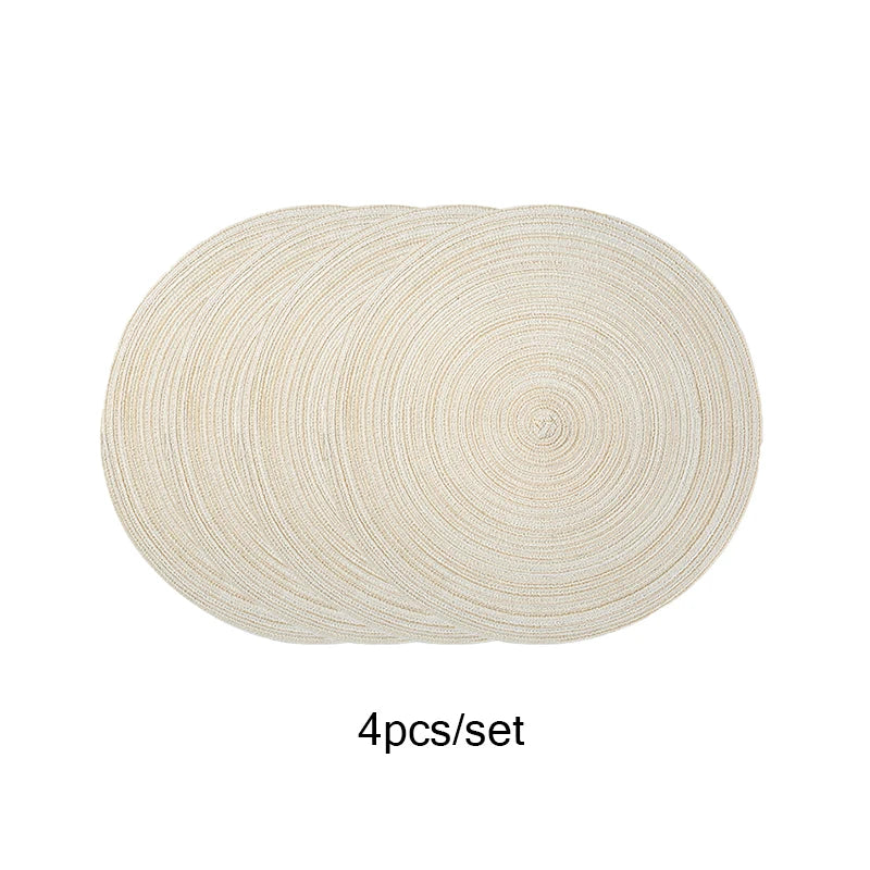 Set of 4 Handmade Round Woven Placemats – 15 Inch Dining Table Mats