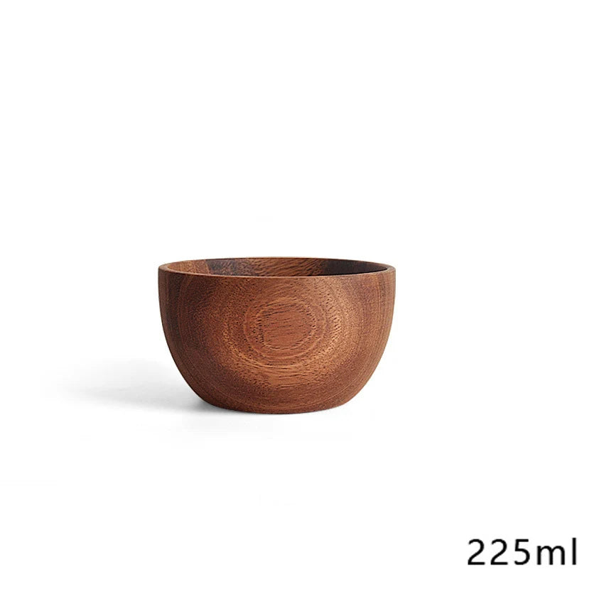 Retro Wooden Salad Bowl – Handcrafted Solid Wood Serving Bowl