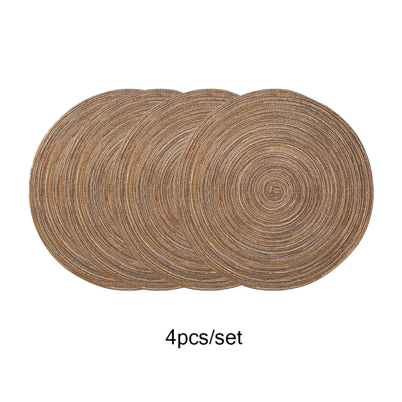 Set of 4 Handmade Round Woven Placemats – 15 Inch Dining Table Mats