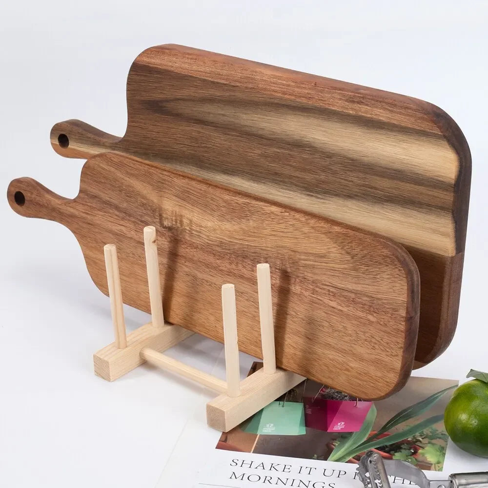 Wooden Cutting & Serving Board with Handle – Rustic Cheese & Charcuterie Board