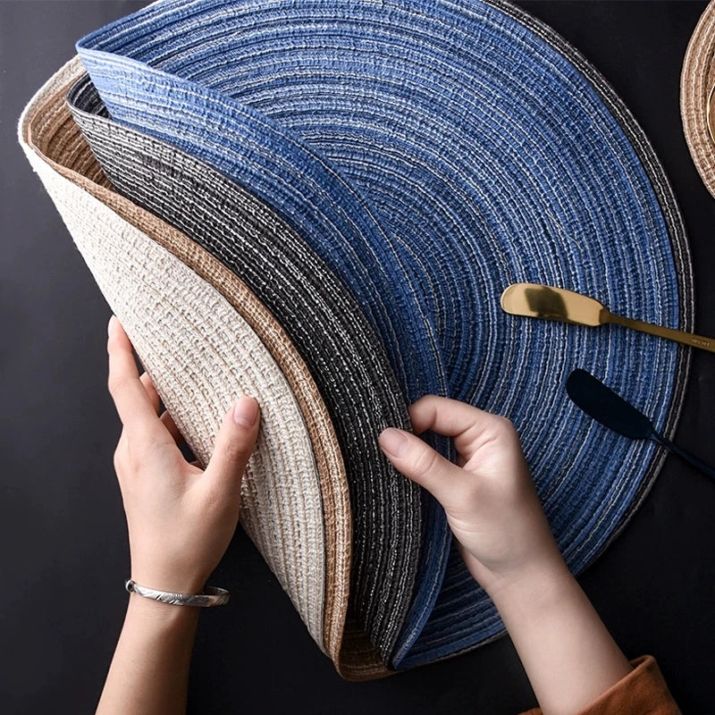 Round Linen Woven Table Mat – Heat Resistant Dining Placemat