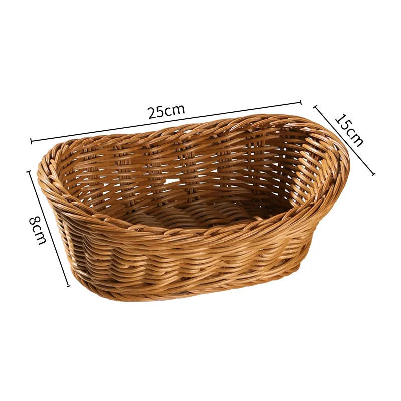 Boho Rattan Basket – Woven Decorative Basket for Kitchen & Tabletop