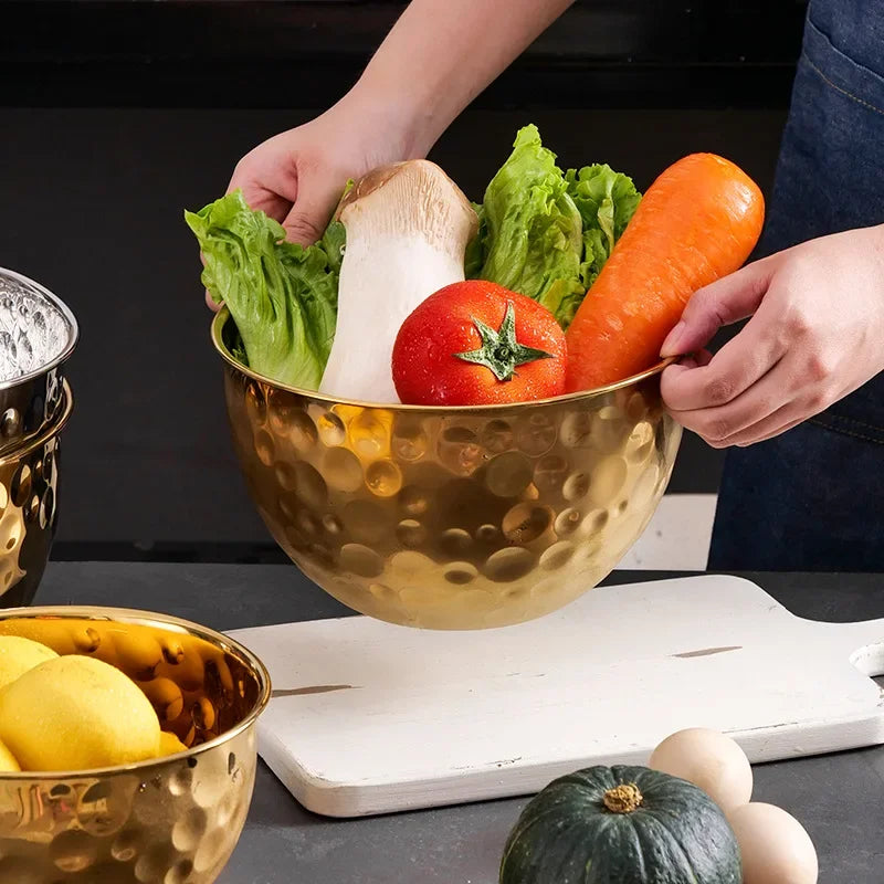 Gold Hammered Stainless Steel Bowl – Decorative & Multi-Purpose