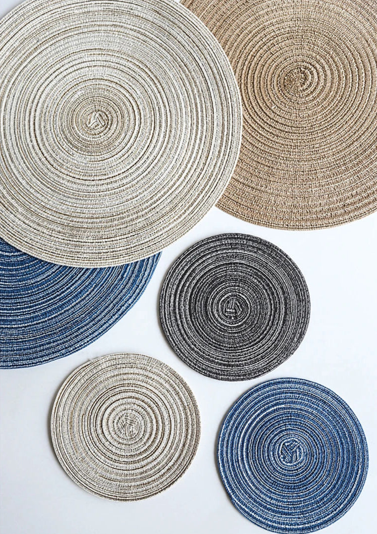 Round Linen Woven Table Mat – Heat Resistant Dining Placemat