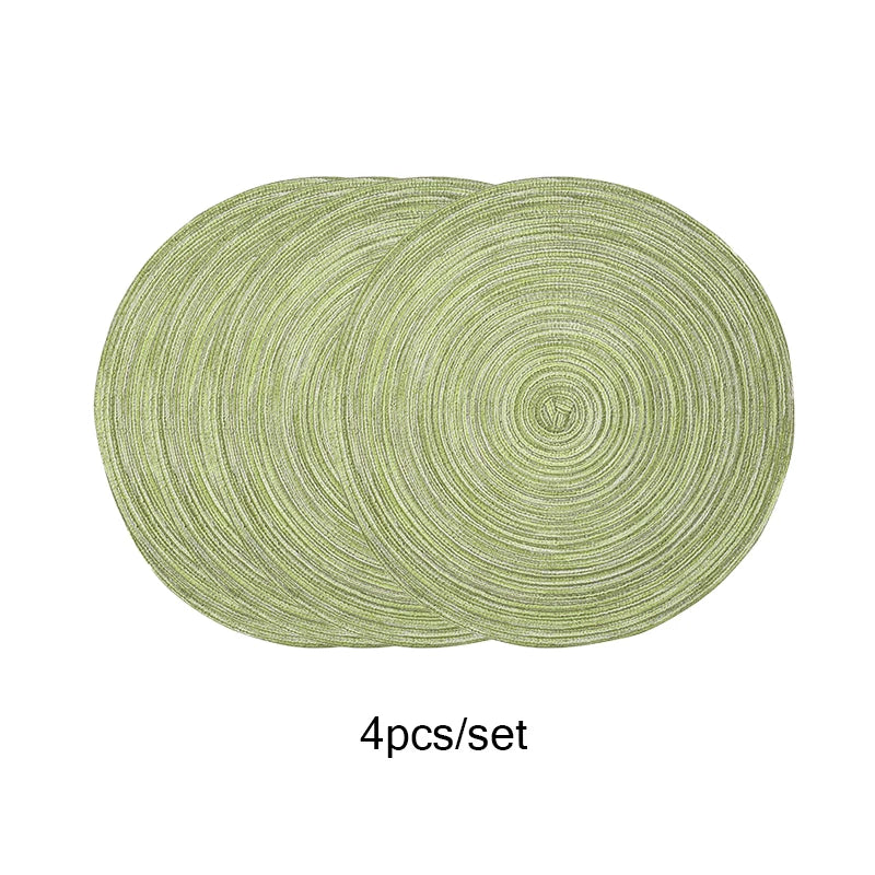 Set of 4 Handmade Round Woven Placemats – 15 Inch Dining Table Mats