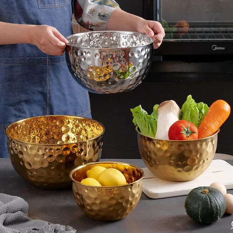 Gold Hammered Stainless Steel Bowl – Decorative & Multi-Purpose