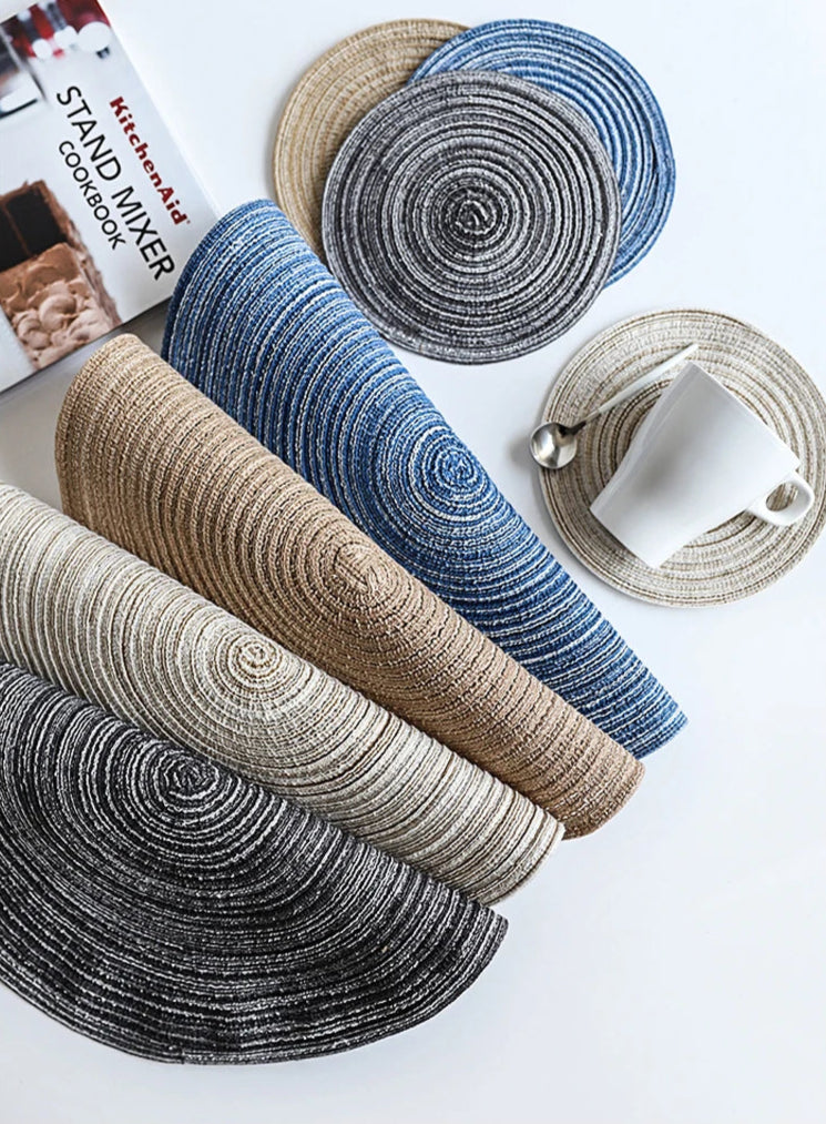 Round Linen Woven Table Mat – Heat Resistant Dining Placemat