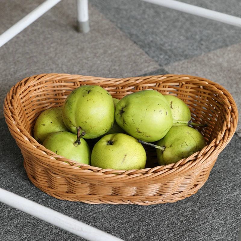 Boho Rattan Basket – Woven Decorative Basket for Kitchen & Tabletop