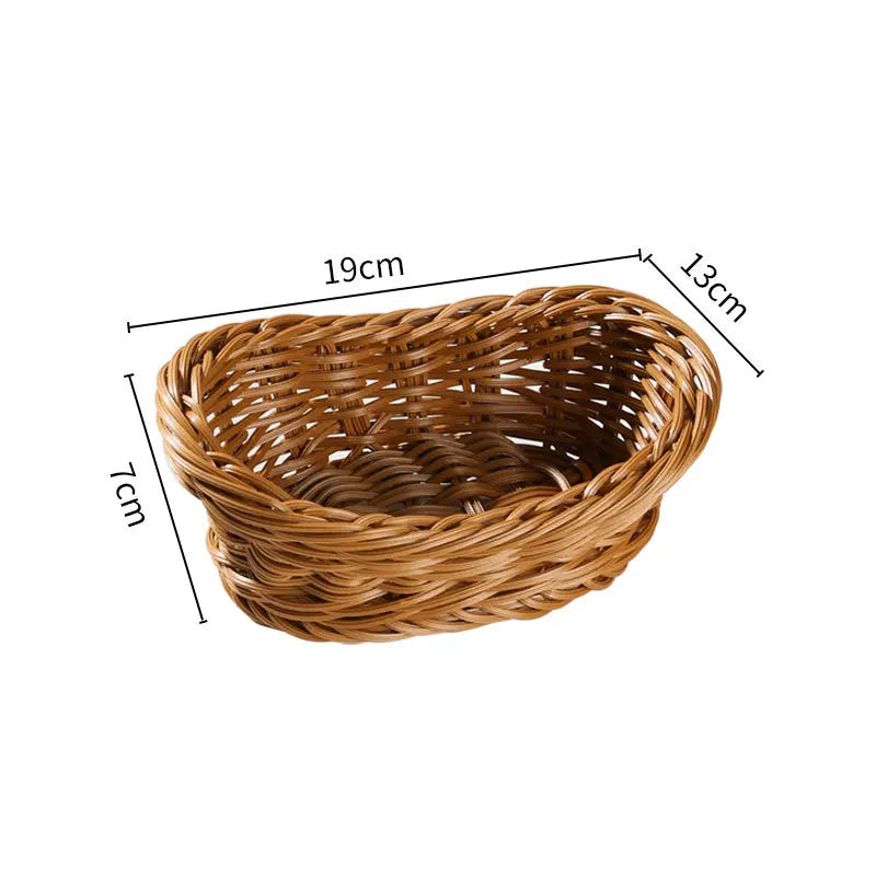 Boho Rattan Basket – Woven Decorative Basket for Kitchen & Tabletop