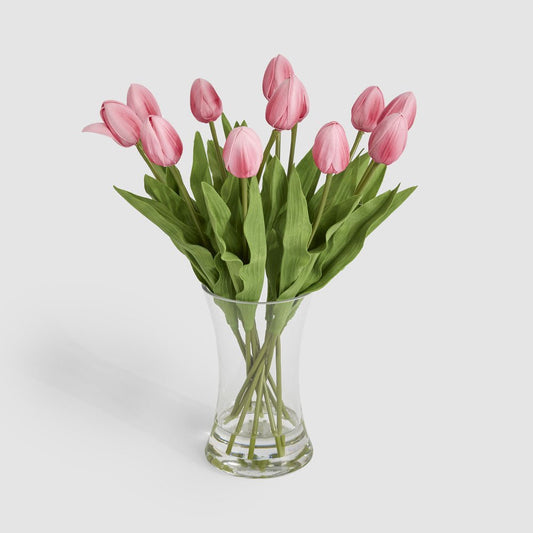 Real Touch Tulip Floral Arrangement in Water Vase Pink | Luxury home decor and furniture by Home Decor & Co