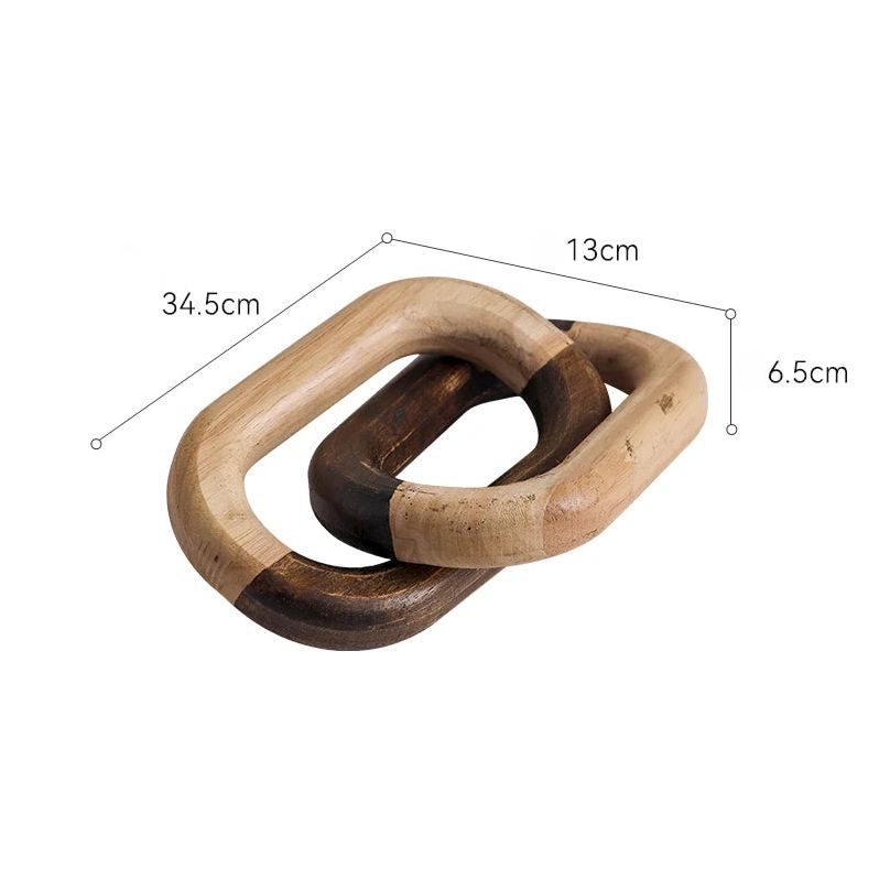 Rustic Dual-Tone Wooden Chain Sculpture – Hand-Carved Pine Accent Decor