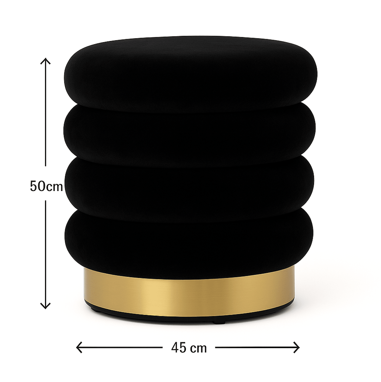 Roma Round Velvet Ottoman / Footstool – Black | Luxury home decor and furniture by Home Decor & Co