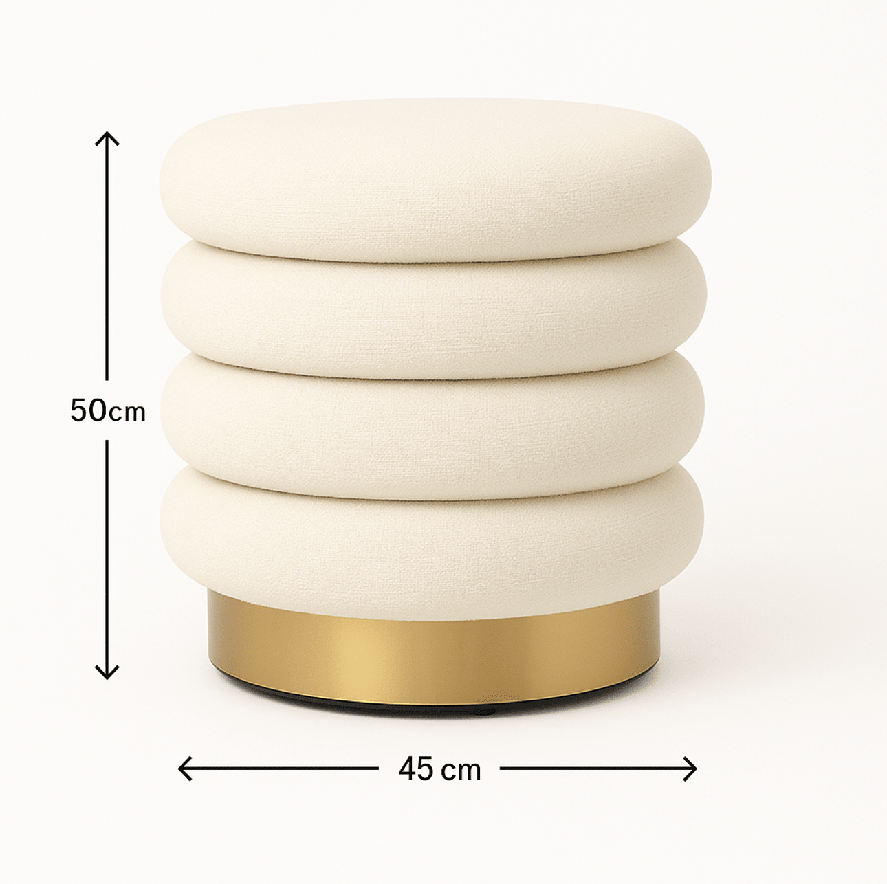 Roma Round Milan Ottoman / Footstool – Off White | Luxury home decor and furniture by Home Decor & Co