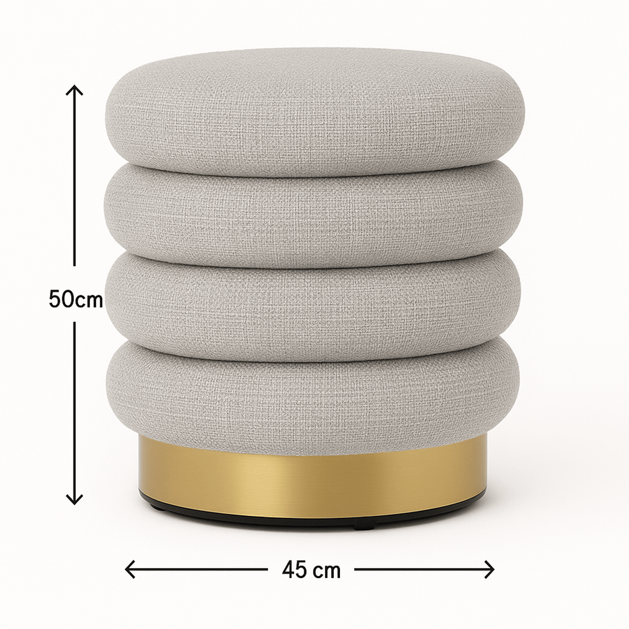 Roma Round Tweed Ottoman / Footstool – Light Grey | Luxury home decor and furniture by Home Decor & Co