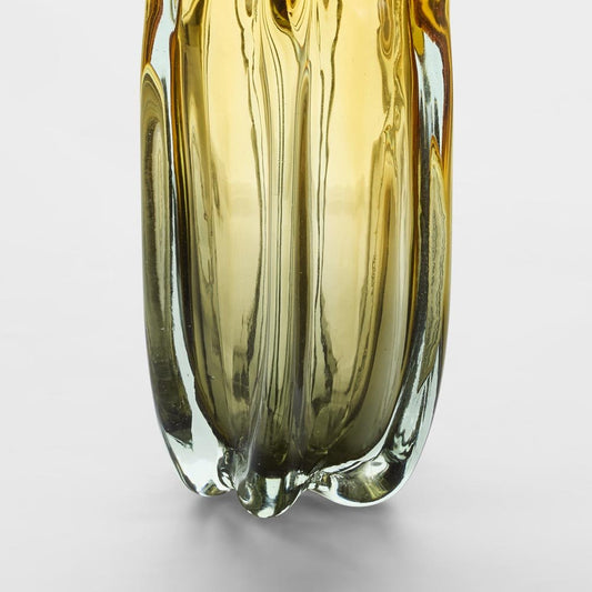 Solenne Handblown Glass Vase Amber & Green Ombre Large | Luxury home decor and furniture by Home Decor & Co