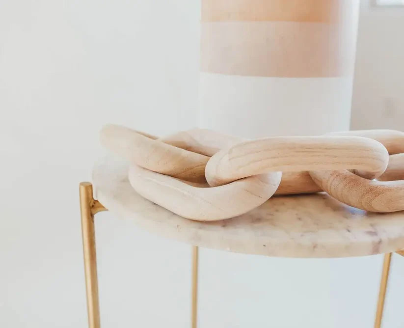 Handmade Wooden Chain Link Decor – Modern Boho Sculpture for Coffee Table & Shelf Styling
